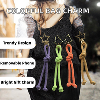 Porte-clés en corde tressée de polyester, pendentif coloré Cœur Étoile, pour sac à main, sac à dos, voiture, téléphone, durable, écologique, cadeau