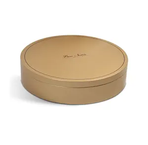 Flat large gold empty food round metal 8 inch biscuit cookie tins or cake tins can