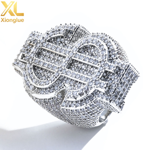 Anillo de Moissanita VVS de Color D con Micro Pavé Completo para Hombre, Estilo Amuleto del Dinero, Punk Rock, Accesorio para Dedo, Anillo de Rapero - Product Image 2