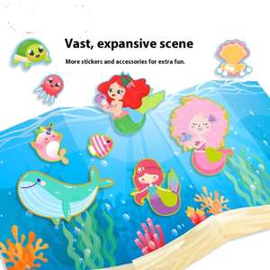 <span class=keywords><strong>Livre</strong></span> de coloriage imprimé pour enfants A3 transfrontalier Puzzle autocollant jouet bébé habillage nouvel autocollant statique carte enfant en bas âge calme - Product Image 3