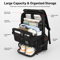 Mochila de Viaje para Hombre de Gran Capacidad, Expandible a 80 Litros, Bolsa de Equipaje de Mano con Compartimento para Zapatos, Mochila Resistente para Camping