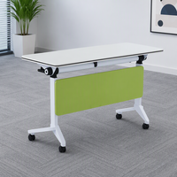 Table de formation avec panneau de confidentialité, cadre blanc, écran vert, roulettes, pliable pour réunions de bureau, formations, bureaux