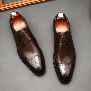 Chaussures en cuir pour hommes de haute qualité, à bout pointu, antidérapantes, adaptées aux occasions formelles, mariages, fêtes - Product Image 3