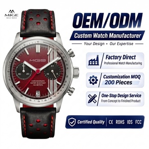Montre mécanique chronographe rouge bordeaux pour homme, best-seller OEM, acier inoxydable, mouvement automatique multifonctionnel Peacock. - Product Image 1