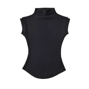 Débardeur tricoté unisexe à <span class=keywords><strong>col</strong></span> <span class=keywords><strong>roulé</strong></span>, sans manches, très extensible, basique et simple pour femme, idéal pour l'été - Product Image 2