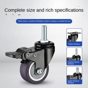 75mm Schwarzes TPR-Schwenkrollenrad aus Kunststoff mit Bremse >90kg Tragfähigkeit Lenkrolle für Badezimmer - Product Image 3