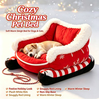 Lit pour animaux de compagnie PAIPET personnalisé en forme de traîneau de Noël, coussin douillet et chaud en peluche pour petits chiens et chats, cadeau de Noël, vente en gros