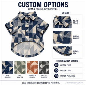 Geometric Plaid Short Sleeve Dog Shirt dog outfitspet <b>clothes</b> oem pet <b>clothes</b> Breathable Button Down Pet Top Multi Color - Product Image 2