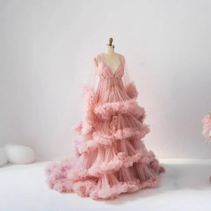 Robe de <span class=keywords><strong>grossesse</strong></span> pour séance photo – Grande Vente – Vêtement de <span class=keywords><strong>grossesse</strong></span> long et confortable pour femme – Robe de soirée de maternité tendance à col en V - Product Image 6