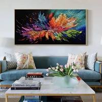 Tableau mural encadré Fleur Épanouieuse, Art abstrait texturé 3D fait main à l'huile, Décoration de salon, Peintures décoratives sur toile florale colorée