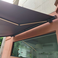 Auvent de toit pliant électrique en alliage d'aluminium et acrylique, pare-soleil rétractable motorisé à cassette intégrale pour garage mural extérieur