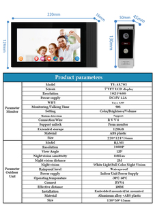 Sonnette intelligente Wifi 1080p Tuya avec moniteur 7 pouces 1080p caméra interphone sans fil anneau usine prix de gros - Product Image 4