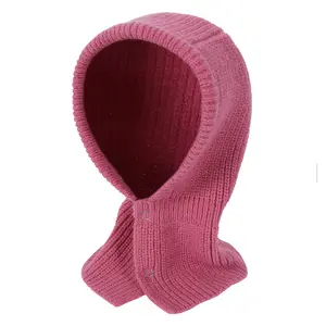 Pullover Cap Winter Warm Hooded Scarf Custom Knitted Neck Gaiter For Women