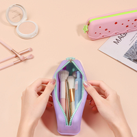 Sac à pinceaux de maquillage en silicone professionnel avec fermeture éclair, pochette de rangement cosmétique de qualité supérieure