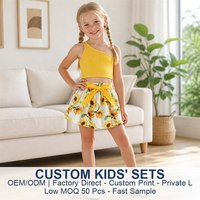 Ensemble Deux Pièces d'Été pour Petites Filles : Haut Floral sans Manches et Short