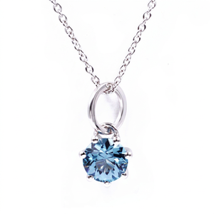 TIANYU GEMS - Collar con Colgante de Espinela Azul Redonda Simple para Mujer, Oro de 14K, Engaste de Garra, Estilo Clásico - Product Image 1