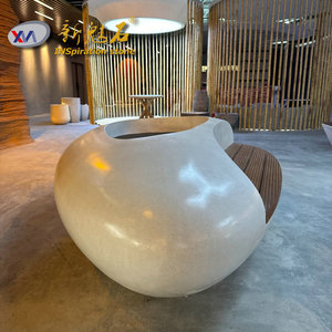 ม้านั่งคอนกรีตกลางแจ้ง New Magic Stone พร้อมแผงไม้ตกแต่งสวน สำหรับโรงแรม สวนสาธารณะ และโรงเรียน - Product Image 2