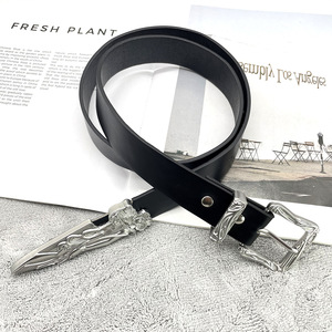 Cintura Classica Nera Punk in Lega con Fibbia a <span class=keywords><strong>Vite</strong></span>, Casual in Pelle PU, Stile Western, Spada Spezzata, Cavaliere Templare, Retrò Oversize da Uomo - Product Image 6