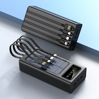 Power Bank Tenaga Surya 10000mAh dengan Kabel Terintegrasi dan Lampu LED untuk Cadangan Baterai Multi-Ponsel