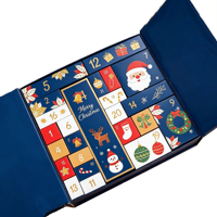 Boîte cadeau de Noël avec compte à rebours de 24 jours, boîte cadeau surprise de cosmétiques de beauté, boîte de calendrier de l'avent en carton pour Noël