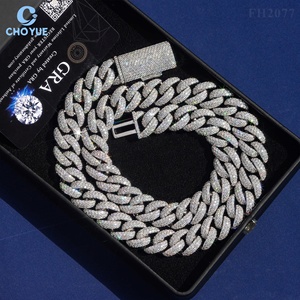 Men's 18mm Moissanite Cuban Link <b>Chain</b> Necklace Rhodium Plated 925 Silver Hiphop <b>Iced</b> <b>Out</b> Jewelry GRA Certified - Product Image 1