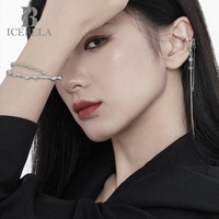 ICEBELA Bijoux de mode en argent sterling 925, design vintage avec pampille en turquoise chinoise, pince d'oreille, manchette d'oreille