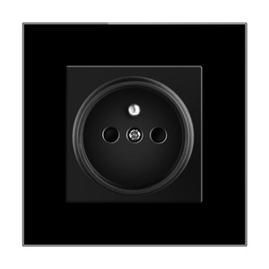 เต้ารับไฟฟ้าแบบฝรั่งเศส 82 ชนิด 16A แบบฝังกลม กล่องสีดำ แผงกระจกนิรภัย - Product Image 1