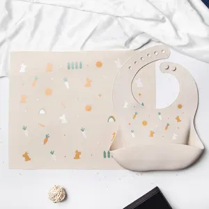 आसान रखरखाव धो सकते हैं टिकाऊ दाग प्रतिरोधी गैर पर्ची बच्चा शिशुओं के लिए खाद्य मैट खाने मेज चटाई सिलिकॉन Placemats