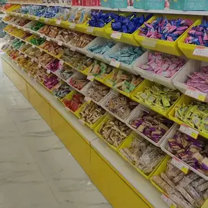 Scaffali di caramelle per dolci da supermercato in plastica gialla di alta qualità per negozio al dettaglio