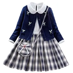 High Quality Durable Using Various Cardigan Long Sleeve Two-piece Sweater Dress Girls' Set Skirt Spring and Autumn