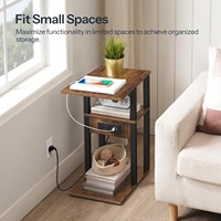 Petite table d'appoint en métal brun rustique moderne 2 prises de ports USB petits espaces-Table de chevet en gros d'usine de salon de canapé