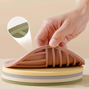 실리콘 패드 내열 매트 가정용 원형 코스터 식품 등급 식탁 팬 보온 패드 보관 홀더 랙 - Product Image 3