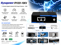 Parafoudre industriel 1 canal Gigabit PoE OEM/ODM 10KV DIN-Rail -40 à 75°C ℃   CE FCC pour AP sans fil Hynapower IPV201-10KV