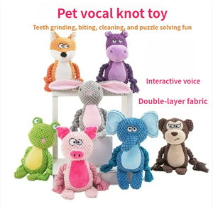 Squeaky karikatür peluş köpek oyuncaklar halat tilki kurbağa domuz tasarımı ile römorkör savaş Interactive interaktif çiğnemek oyuncaklar diş temizleme günlük oyun - Product Image 3