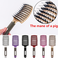 Salón de peluquería herramientas de estilismo cepillo de cerdas de jabalí de nailon Pelo Rizado curvado ventilado desenredar paleta de masaje cepillo de pelo