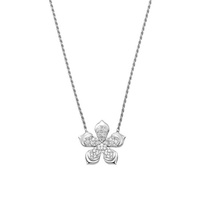 Maimang Maßgefertigte Trendige 925 Sterling Silber 18k Gold Zweifarbige Gold-Lierre-Birnen-Diamant-Blumen-Station-Halskette