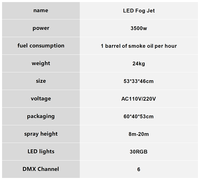 Jet de fumée multicolore à LED avec télécommande - 3500W pour événements en boîte de nuit, hauteur de projection jusqu'à 20m