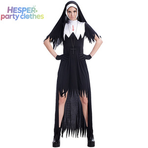 Costumes d'Halloween HESPER, robe longue de nonne, robe sexy noire et blanche, vêtements pour femmes adultes pour le carnaval de Pâques - Product Image 1