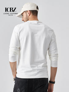 <span class=keywords><strong>Camiseta</strong></span> de Algodón Grueso de Alta Gama para Hombre, Primavera, Otoño e Invierno, Informal, <span class=keywords><strong>Interior</strong></span> Blanco, 200g, Sólida - Product Image 6