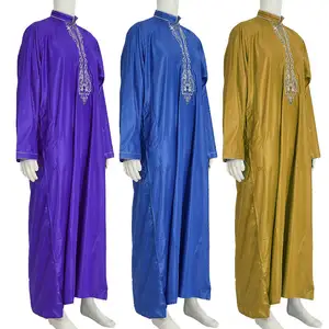 En çok satan günlük rahat katılmak parti müslüman erkek uzun kollu elbise konfeksiyon farklı renkler ince islam giyim