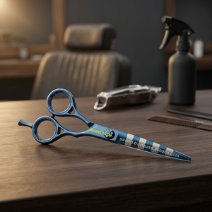 Stainless Steel Blue Titanium Coated Digital Stripes Barber Laser Scissor - Product Image 4