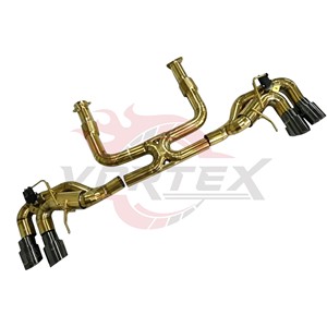 Système d'échappement Catback Vortex Elite en acier inoxydable plaqué or poli miroir avec quatre sorties pour Chevrolet Corvette C8 6.2L – Le meilleur - Product Image 2