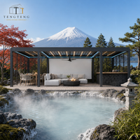 Pergola motorisée de luxe en aluminium imperméable avec toit à lames orientables et structure thermolaquée pour jardin, patio et terrasse