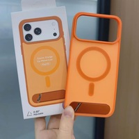 Coque de luxe givrée avec support de charge sans fil pour iPhone 18 17 16 Pro Max, antichoc, sensation peau, magnétique, avec boîte