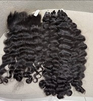 Mèches de cheveux humains indiennes brutes 100 % non traitées, bouclées, ondulées profondes, double trame, couleur naturelle noire, pour femmes noires