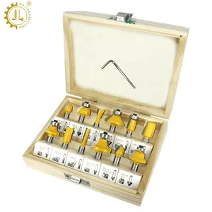12 pieces 8 Shank Trimmer Router Bits Yellow Painting Bit Tungsten Carbide Cutting Woodworking Router Bit Set
