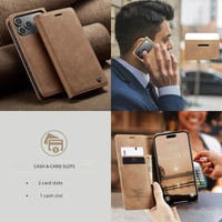 CaseMe Retro Magnetic Flip PU Leather Wallet Case untuk 17/Pro/16/15/14/13/12/11/XS/XR/8/7/6S/5/SE Anti-Sidik Jari