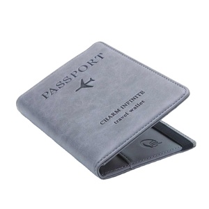 Portefeuille unisexe en similicuir avec porte-cartes RFID, pour pièces de monnaie, passeport, billet d'avion, carte bancaire, carte d'identité - Product Image 1