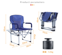 Kursi Lipat Camping Desain Modern Baja Anti Karat Berkualitas Tinggi dengan Meja Samping, Mudah Dilipat dan Portabel untuk Penggunaan Luar Ruangan