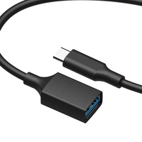 Cable extensor OTG tipo C USB3.0, adaptador de 0,2 m, chaqueta de PVC, trenza de carga rápida 3A para teléfono móvil, conecta ratón, unidad Flash USB
